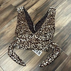 Urban Outfitters Leopard Print Velvet Crop Top